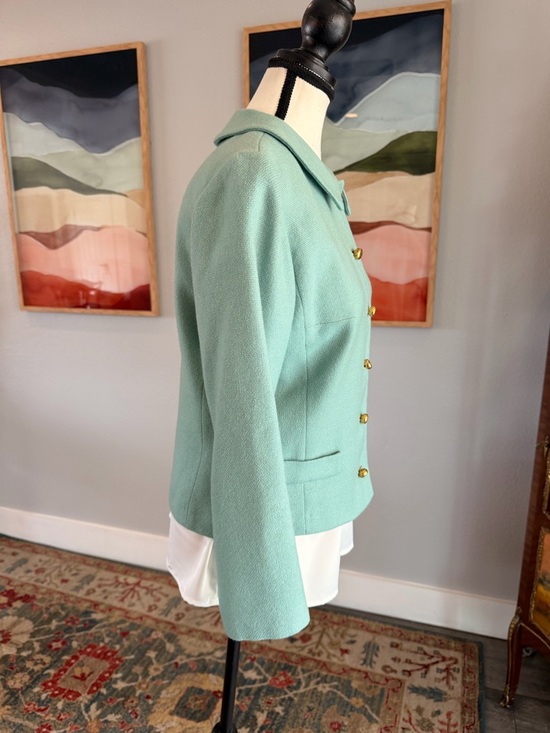 Vintage Majestic -Green Women's Blazer with Gold Buttons - Picture 2 of 7